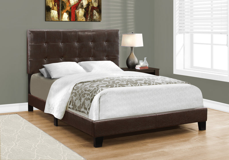 Full Size Dark Brown Leather Look Bed By Homeroots | Beds | Modishstore