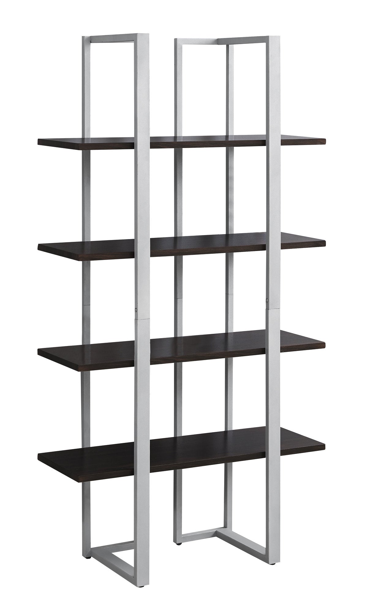 Cappuccino Silver Mdf Metal Bookshelf By Homeroots | Bookcases | Modishstore - 2