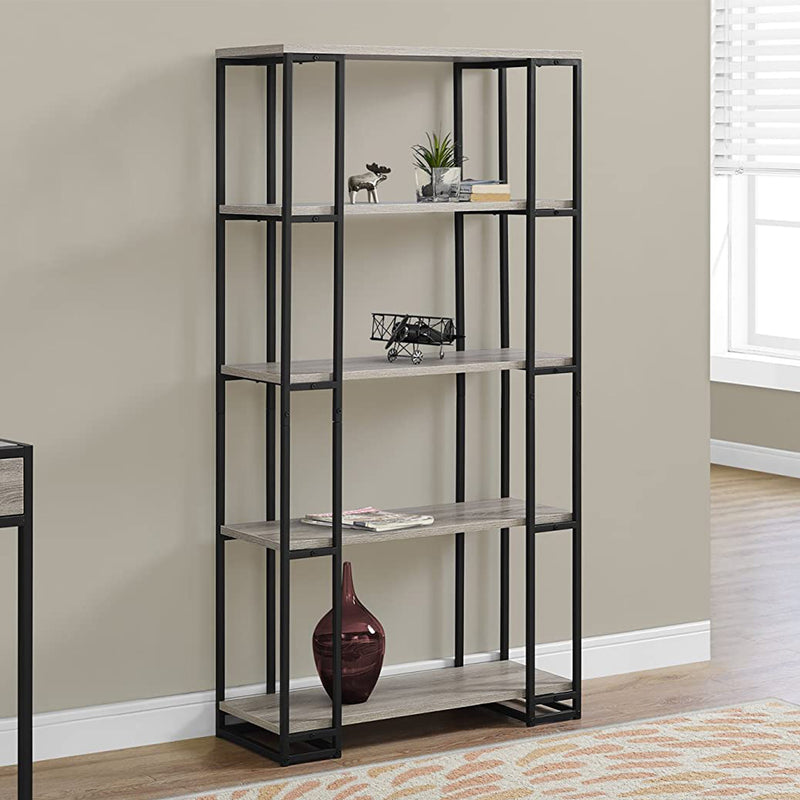 Dark Taupe Black Mdf Metal Bookcase By Homeroots | Bookcases | Modishstore