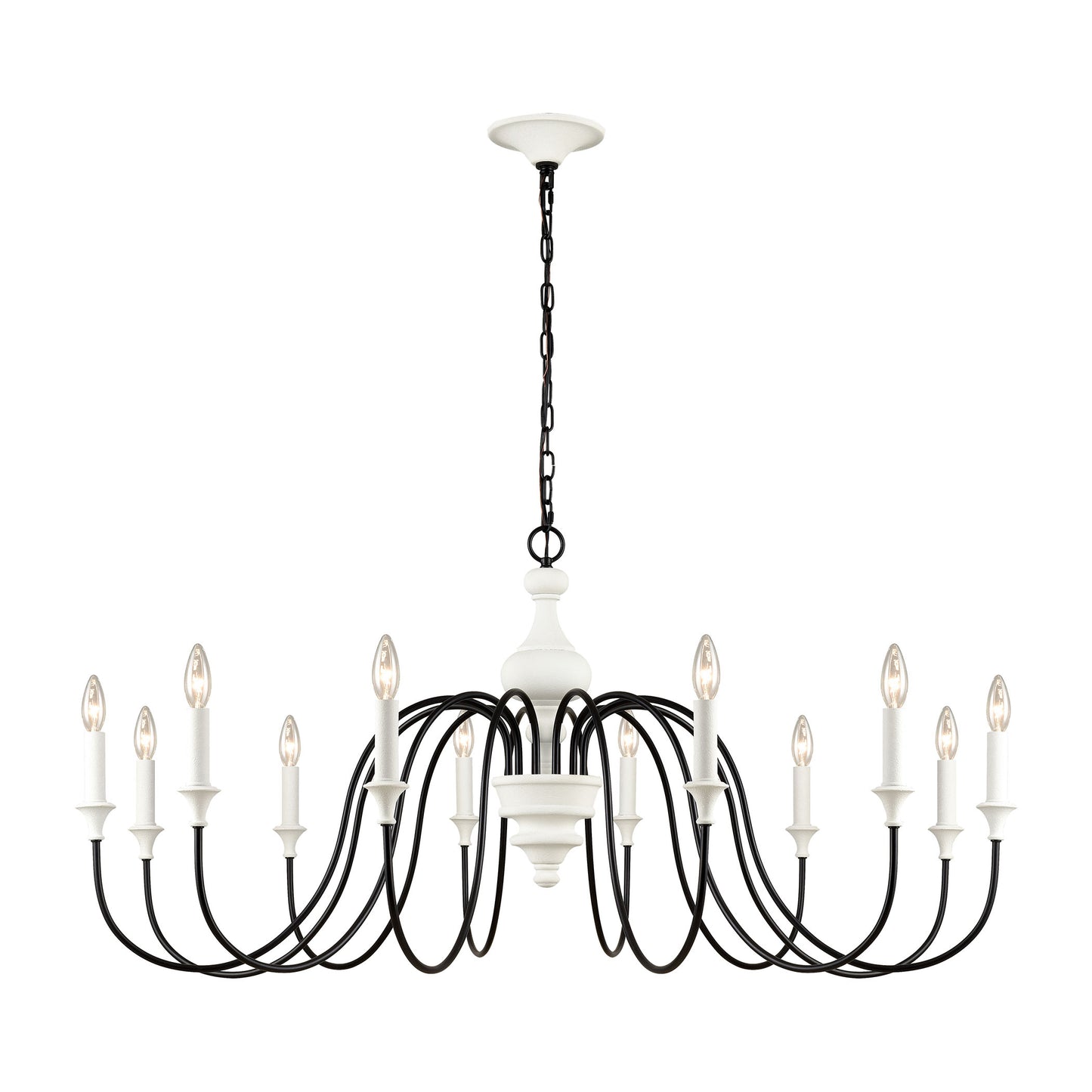 Val de Loire 12-Light chandelier in White Coral / Black ELK Lighting | Chandeliers | Modishstore