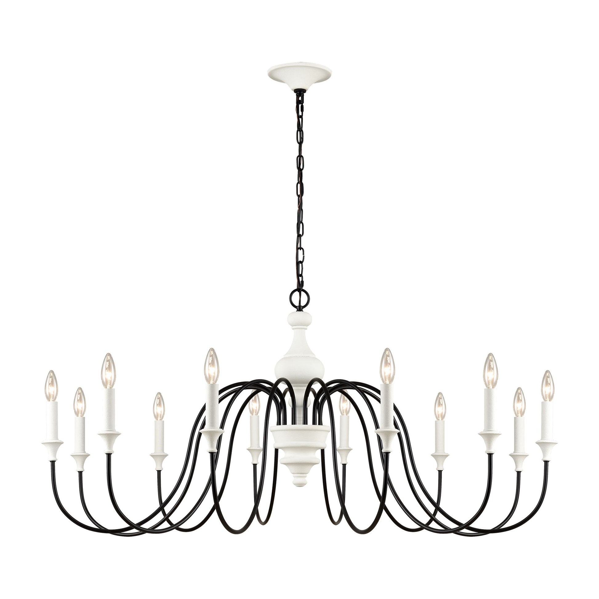 Val de Loire 12-Light chandelier in White Coral / Black ELK Lighting | Chandeliers | Modishstore