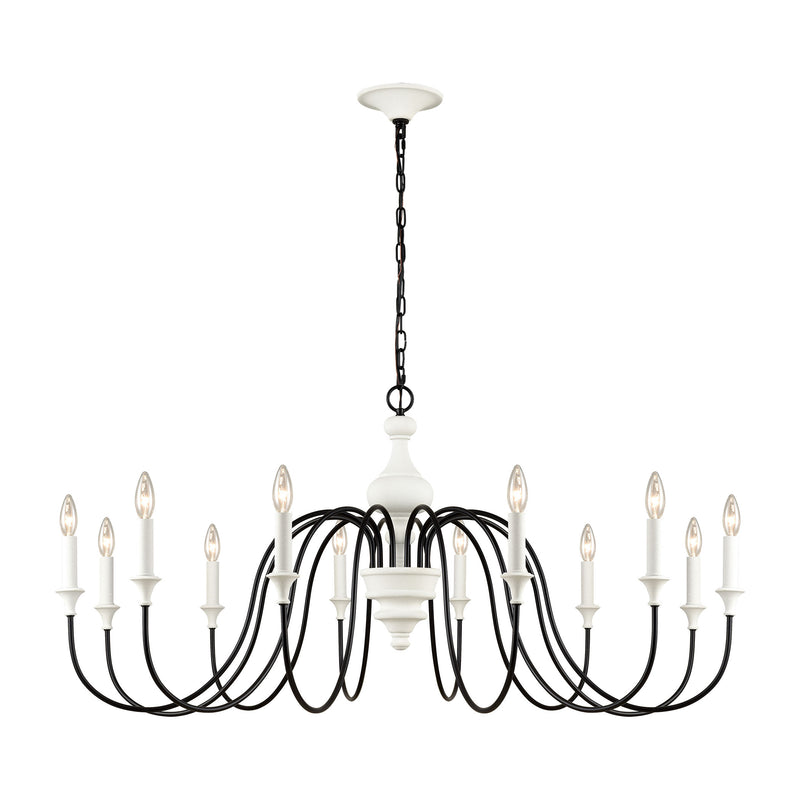 Val de Loire 12-Light chandelier in White Coral / Black ELK Lighting | Chandeliers | Modishstore