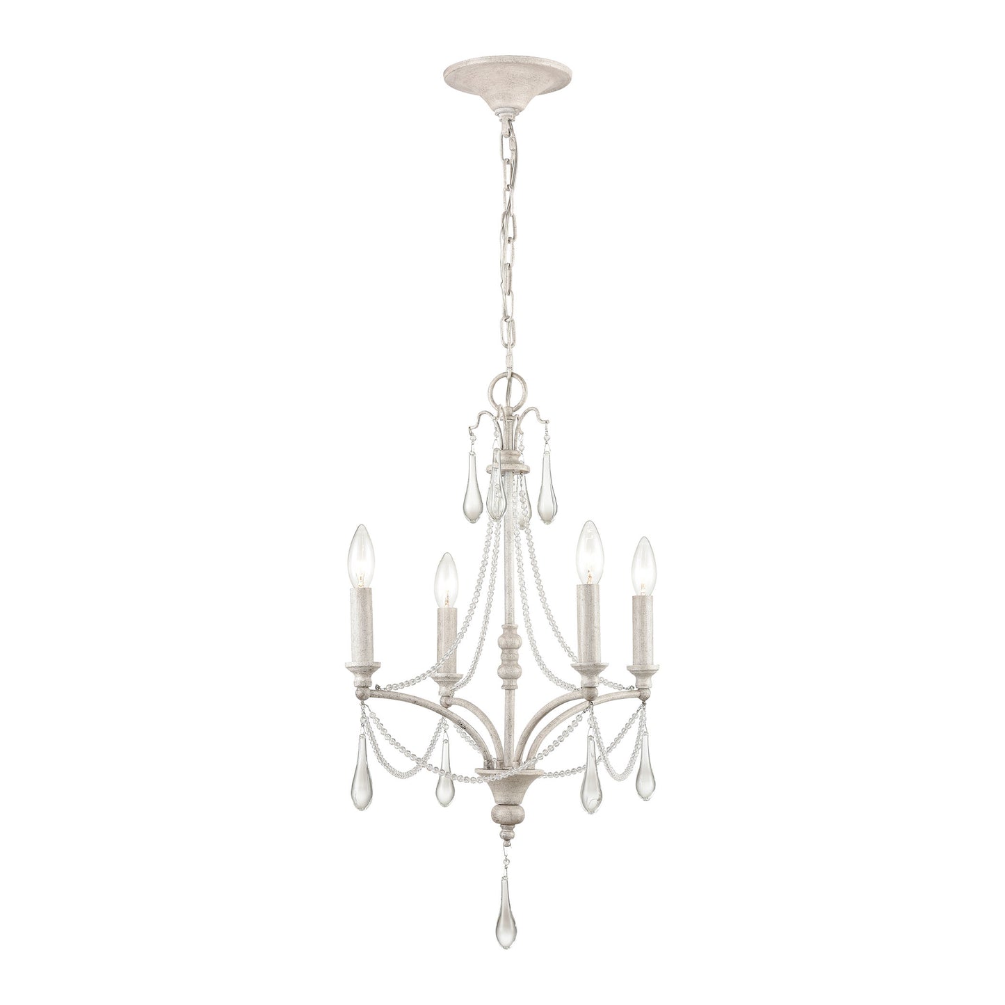 French Parlor 4-Light chandelier in Vintage White ELK Lighting | Chandeliers | Modishstore