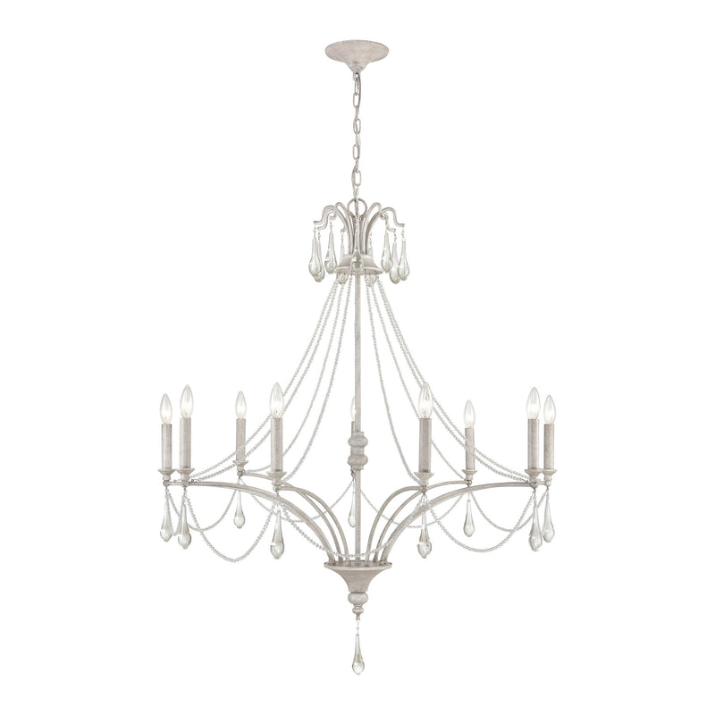 French Parlor 9-Light chandelier in Vintage White ELK Lighting | Chandeliers | Modishstore