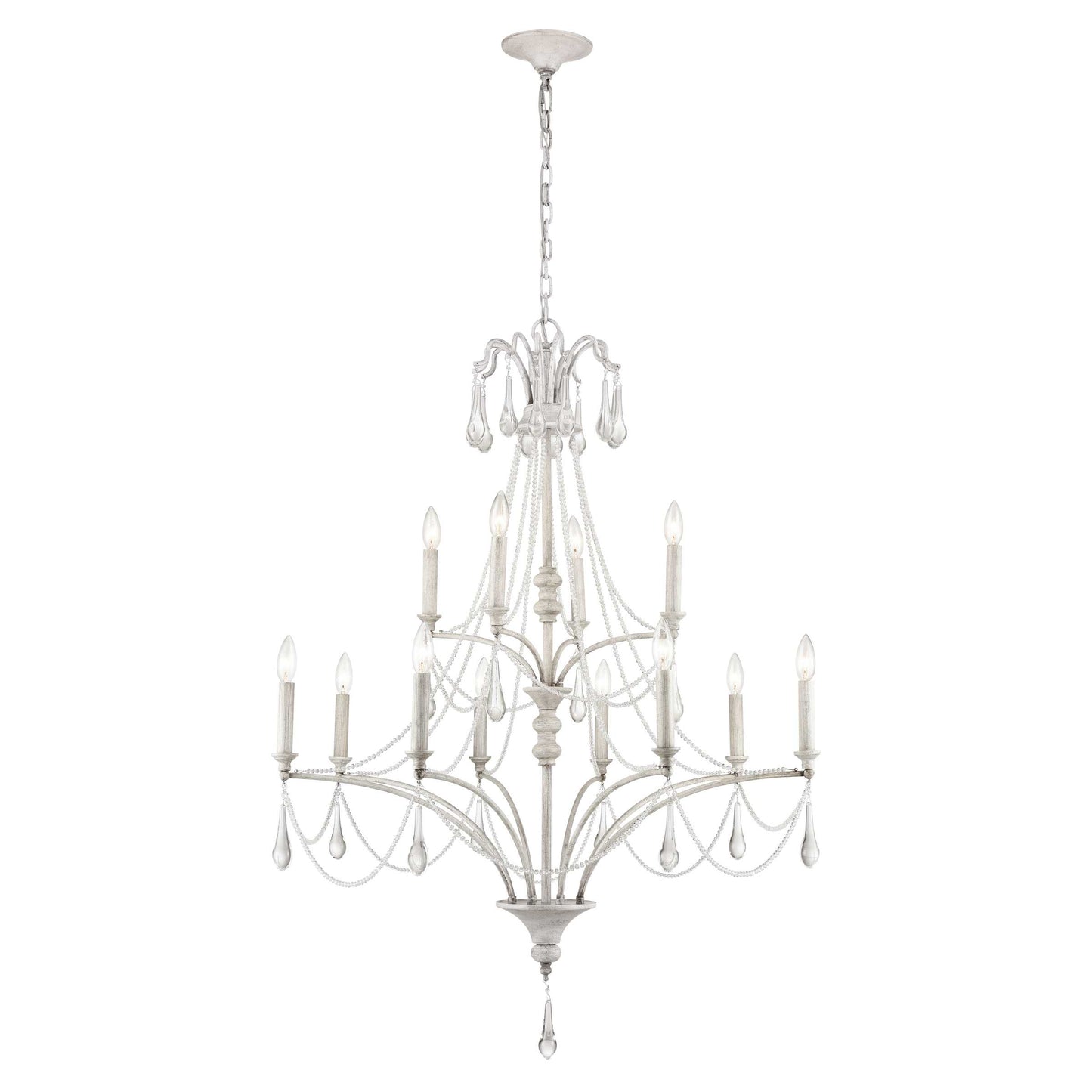 French Parlor 36'' Wide 12-Light Chandelier - Vintage White By ELK |Chandeliers |Modishstore 