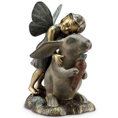 Happiness Garden Sculpture - Fairy and Rabbit By SPI Home