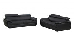 Modern Black Leather Sofa And Loveseat By Homeroots - 343848