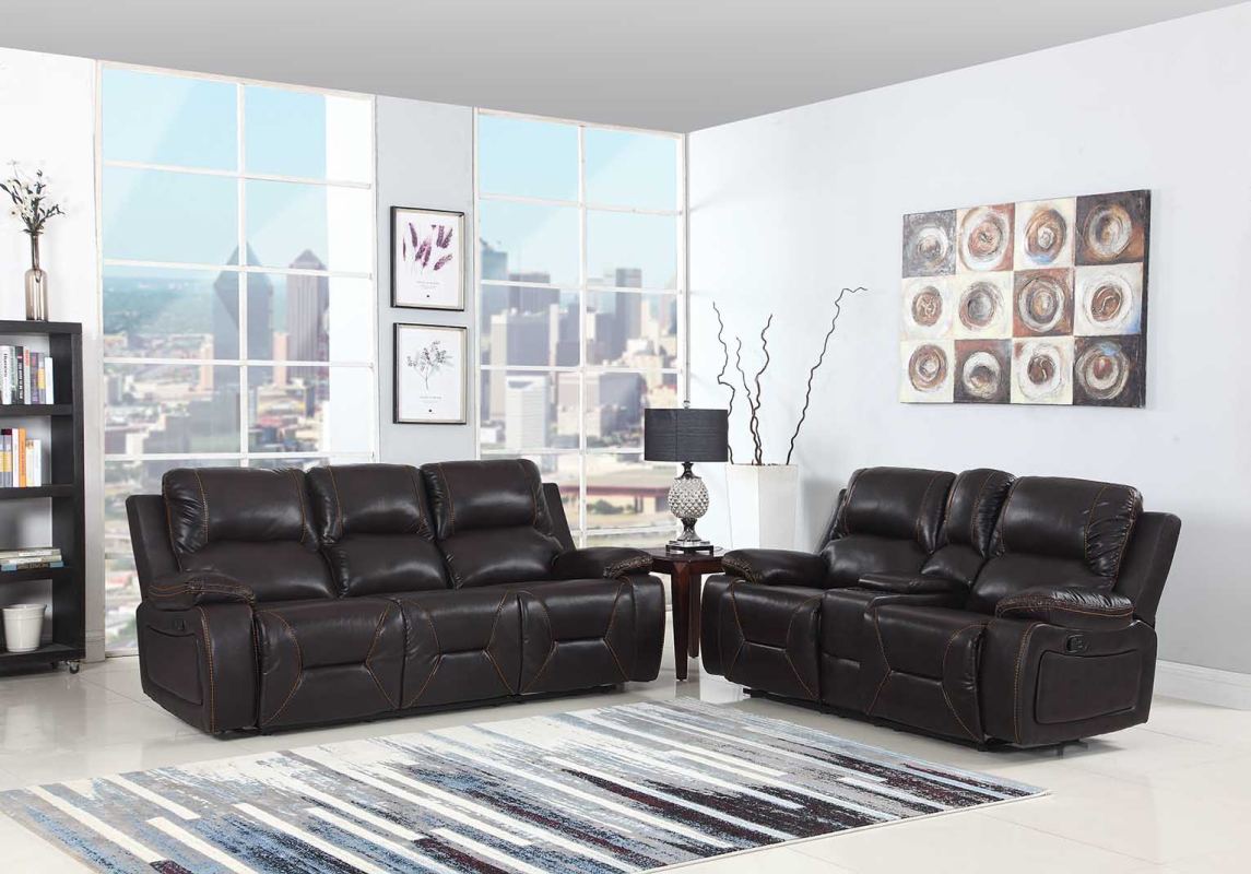 89" X 40" X 40" Modern Brown Leather Sofa And Loveseat By Homeroots | Sofa Set | Modishstore - 2