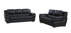 Modern Black Leather Sofa And Loveseat By Homeroots - 343860