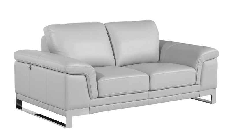 Set Of Modern Light Gray Leather Sofa And Loveseat By Homeroots | Sofa Set | Modishstore