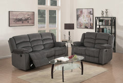 Modern Gray Leather Sofa And Loveseat By Homeroots - 343891