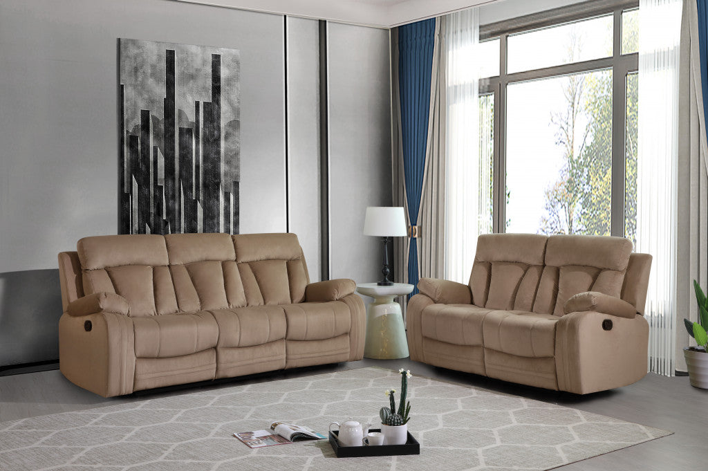 Modern Beige Leather Sofa And Loveseat By Homeroots - 343893 | Sofa Set | Modishstore - 2