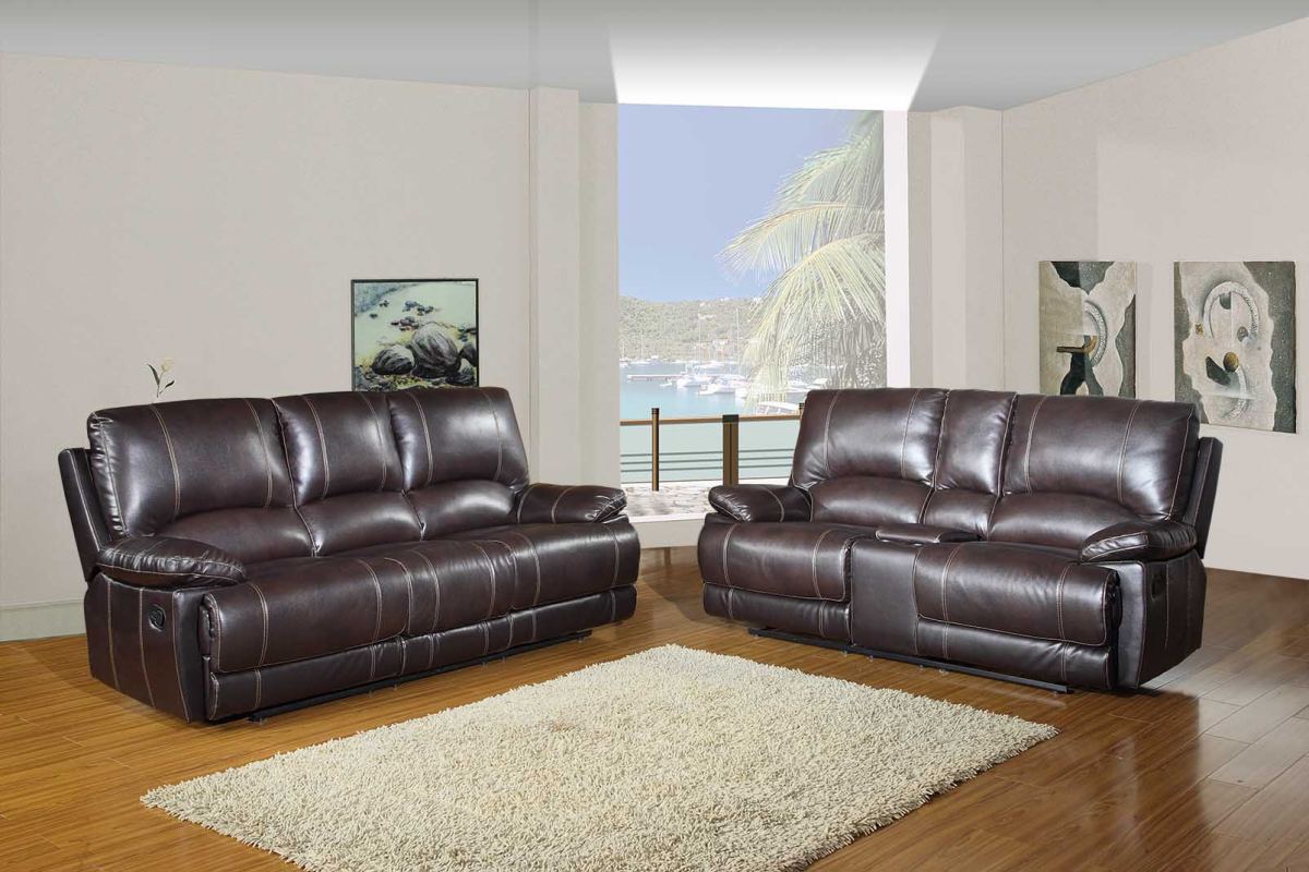 Modern Brown Sofa With Console Loveseat By Homeroots | Sofa Set | Modishstore - 2