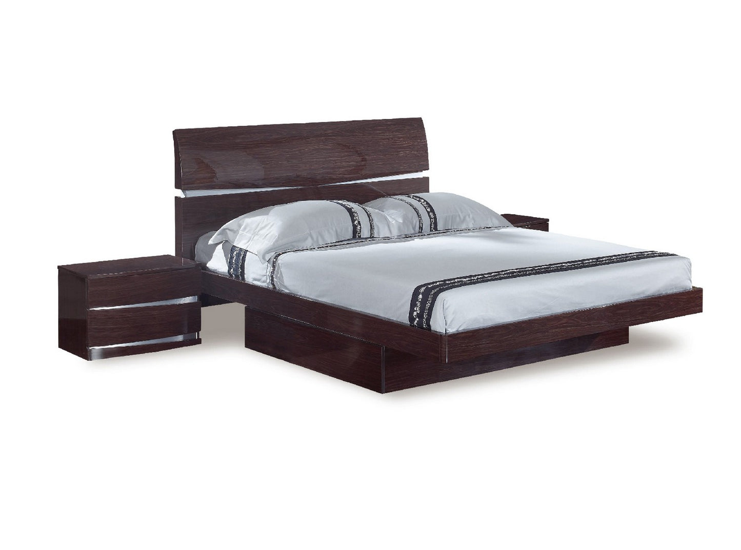 Modern Eastern King Wenge High Gloss Bed By Homeroots - 343922 | Beds | Modishstore