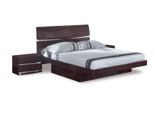 Modern Queen Wenge High Gloss Queen Bed By Homeroots | Beds | Modishstore