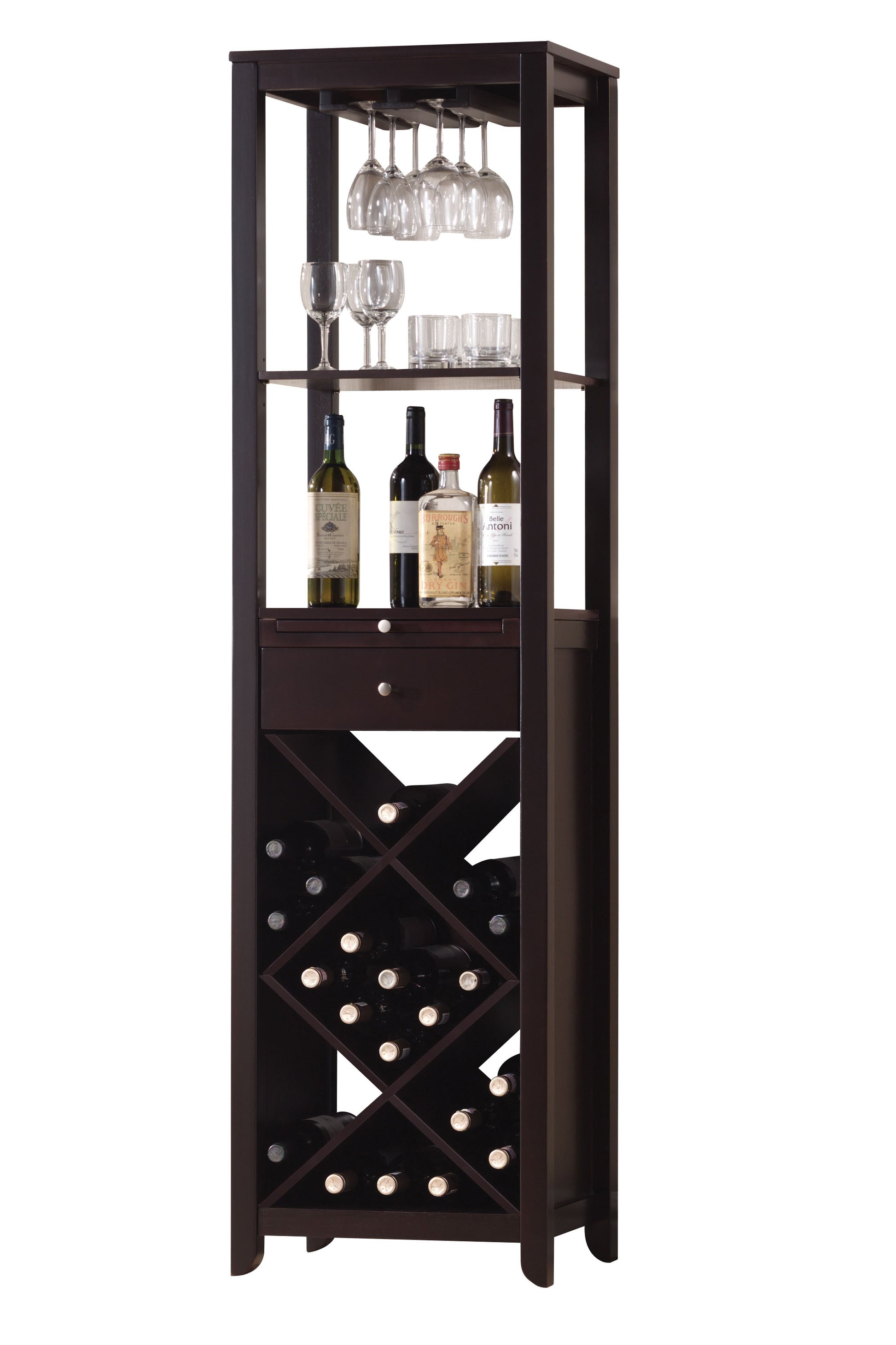 Modern Style Umber Finish Wood Wine Cabinet By Homeroots | Cabinets | Modishstore - 2