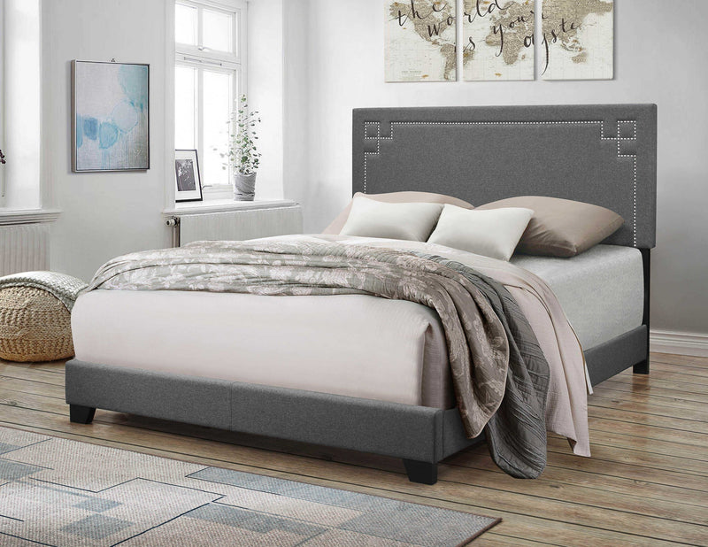 Contemporary Gray Upholstered Queen Bed Frame By Homeroots | Beds | Modishstore