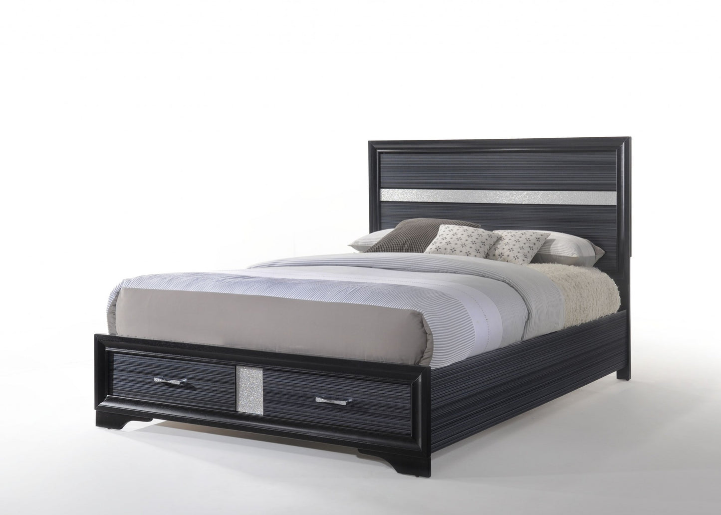 Black Wood Eastern King Bed Wstorage By Homeroots | Beds | Modishstore - 2