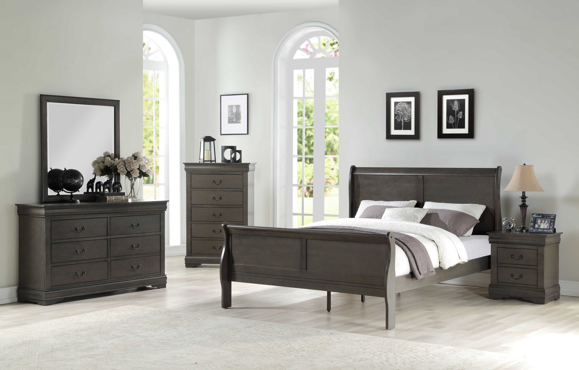 Dark Gray Wood Eastern King Bed By Homeroots | Beds | Modishstore