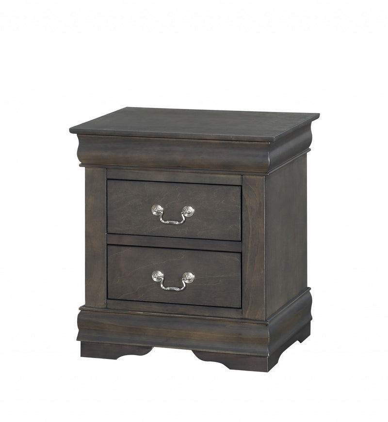 Dark Gray Wooden 2 Drawer Nightstand By Homeroots | Nightstands | Modishstore