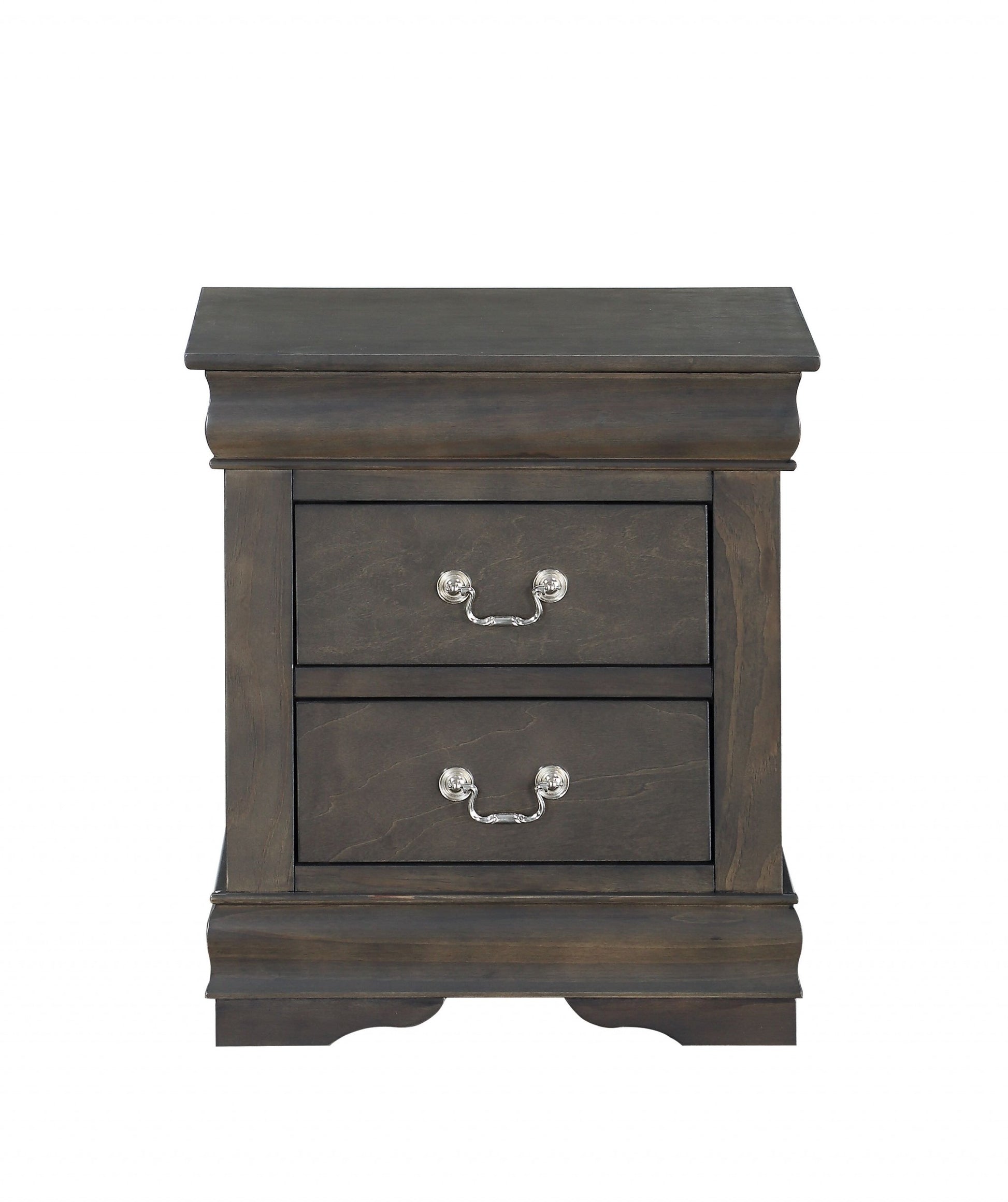 Dark Gray Wooden 2 Drawer Nightstand By Homeroots | Nightstands | Modishstore - 3