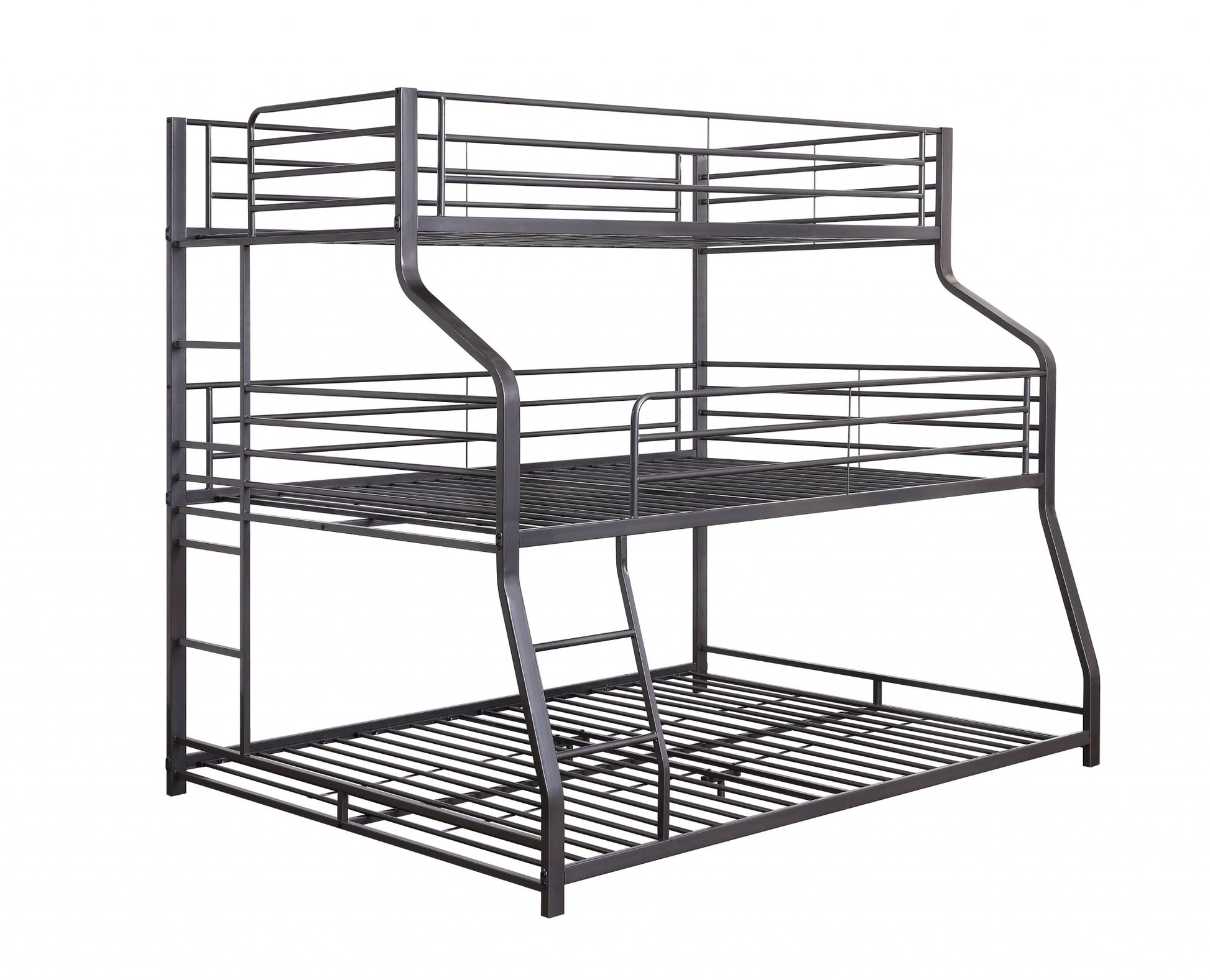 Gunmetal Metal Triple Bunk Bed Twinfullqueen By Homeroots | Beds | Modishstore - 2