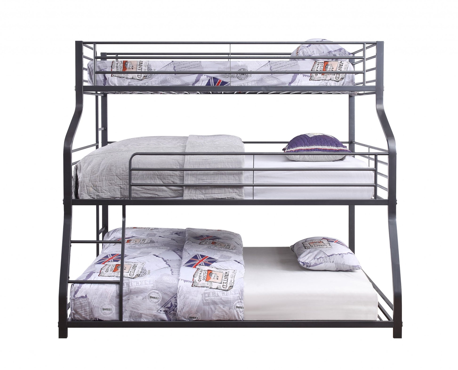 Gunmetal Metal Triple Bunk Bed Twinfullqueen By Homeroots | Beds | Modishstore - 3