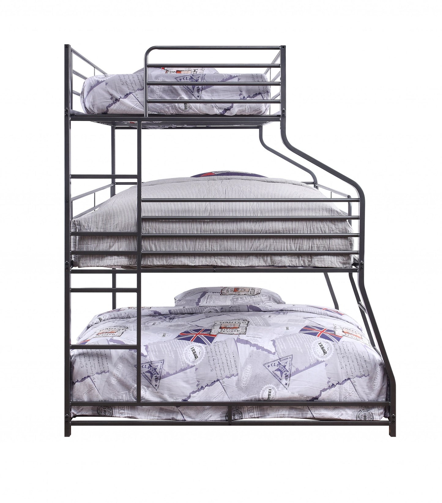 Gunmetal Metal Triple Bunk Bed Twinfullqueen By Homeroots | Beds | Modishstore - 4