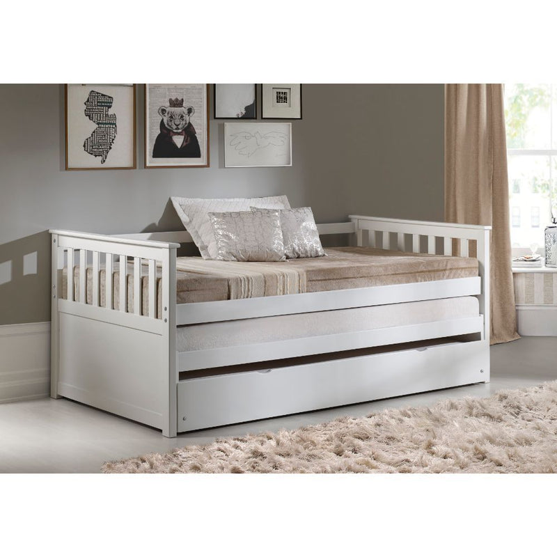 White Wood Daybed Pull-Out Bed By Homeroots | Daybeds | Modishstore