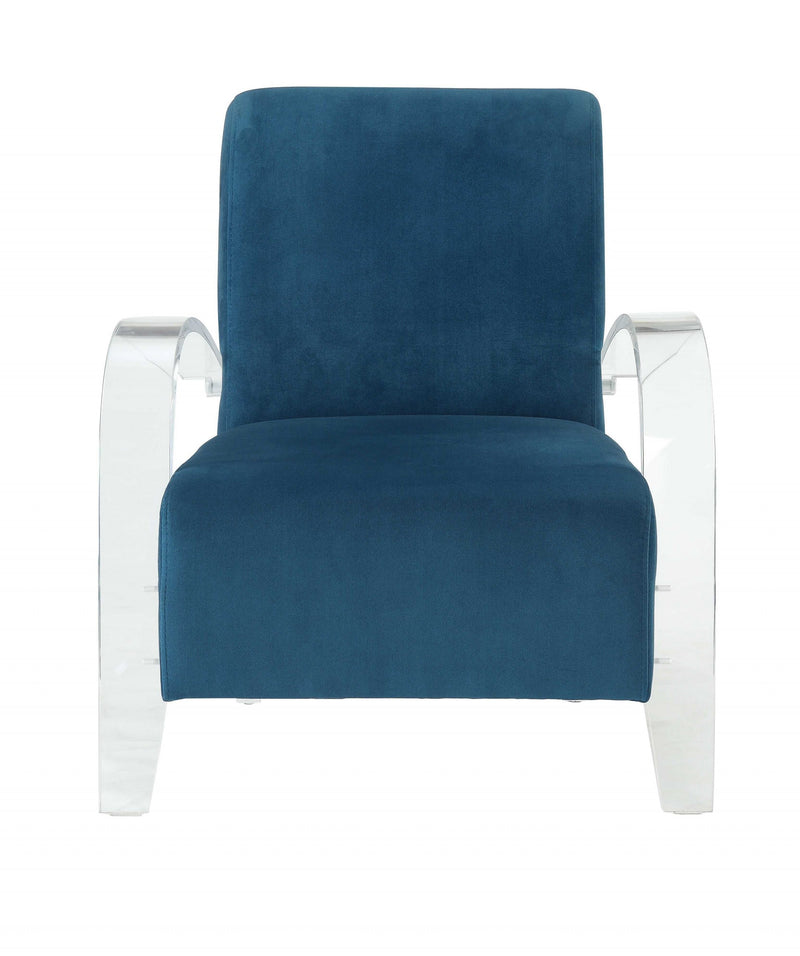 Teal Velvet Clear Arm Accent Chair By Homeroots | Accent Chairs | Modishstore