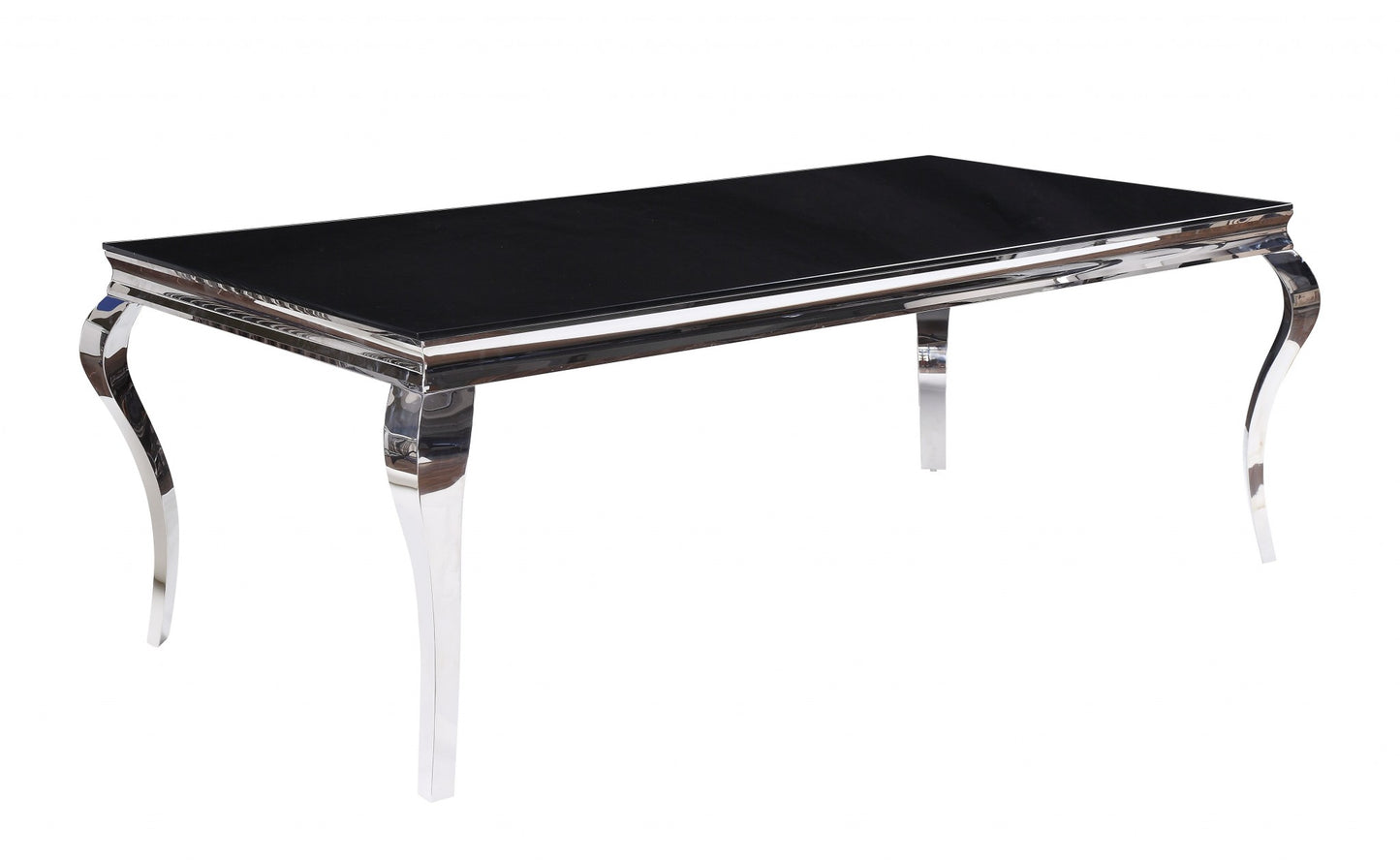 Stainless Steel Black Glass Dining Table By Homeroots | Dining Tables | Modishstore - 2