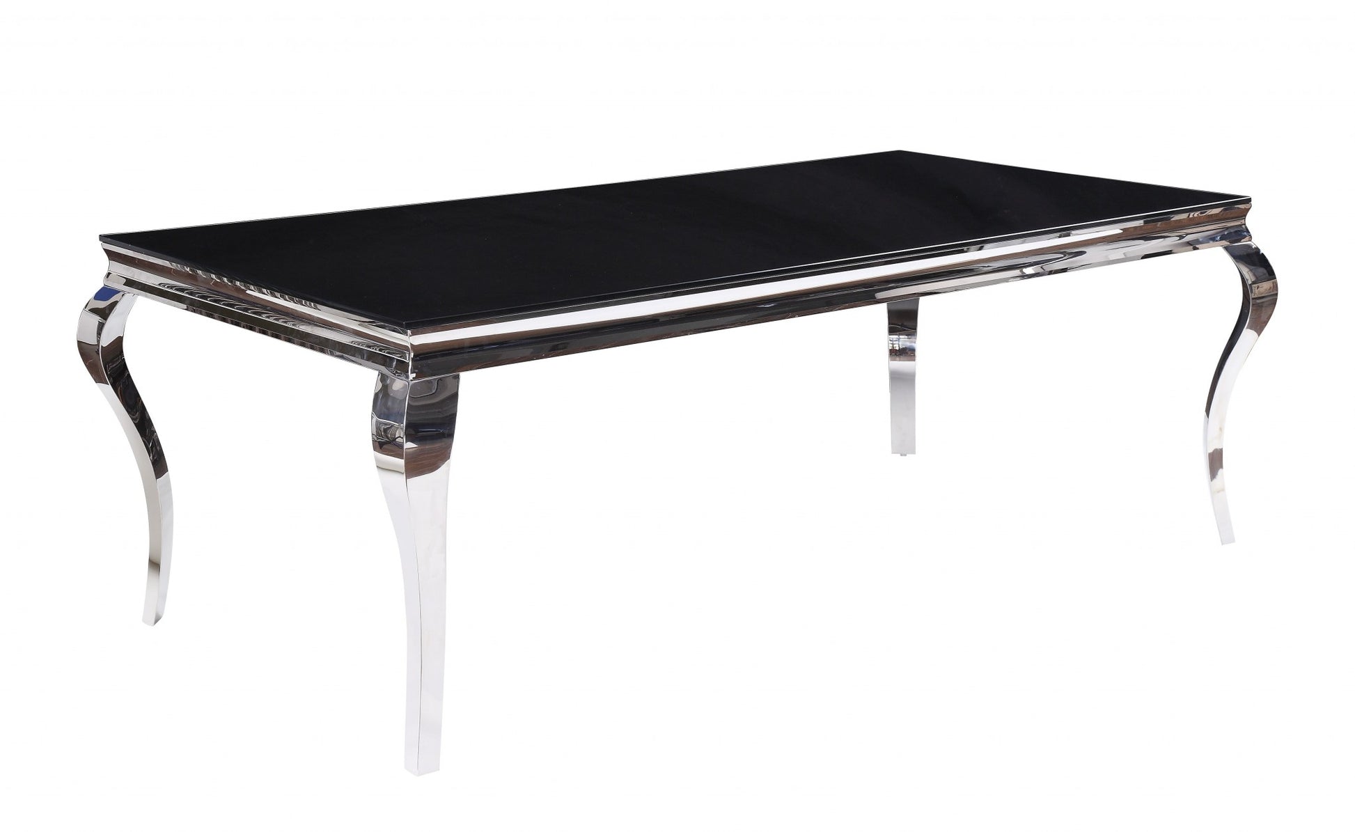 Stainless Steel Black Glass Dining Table By Homeroots | Dining Tables | Modishstore - 2