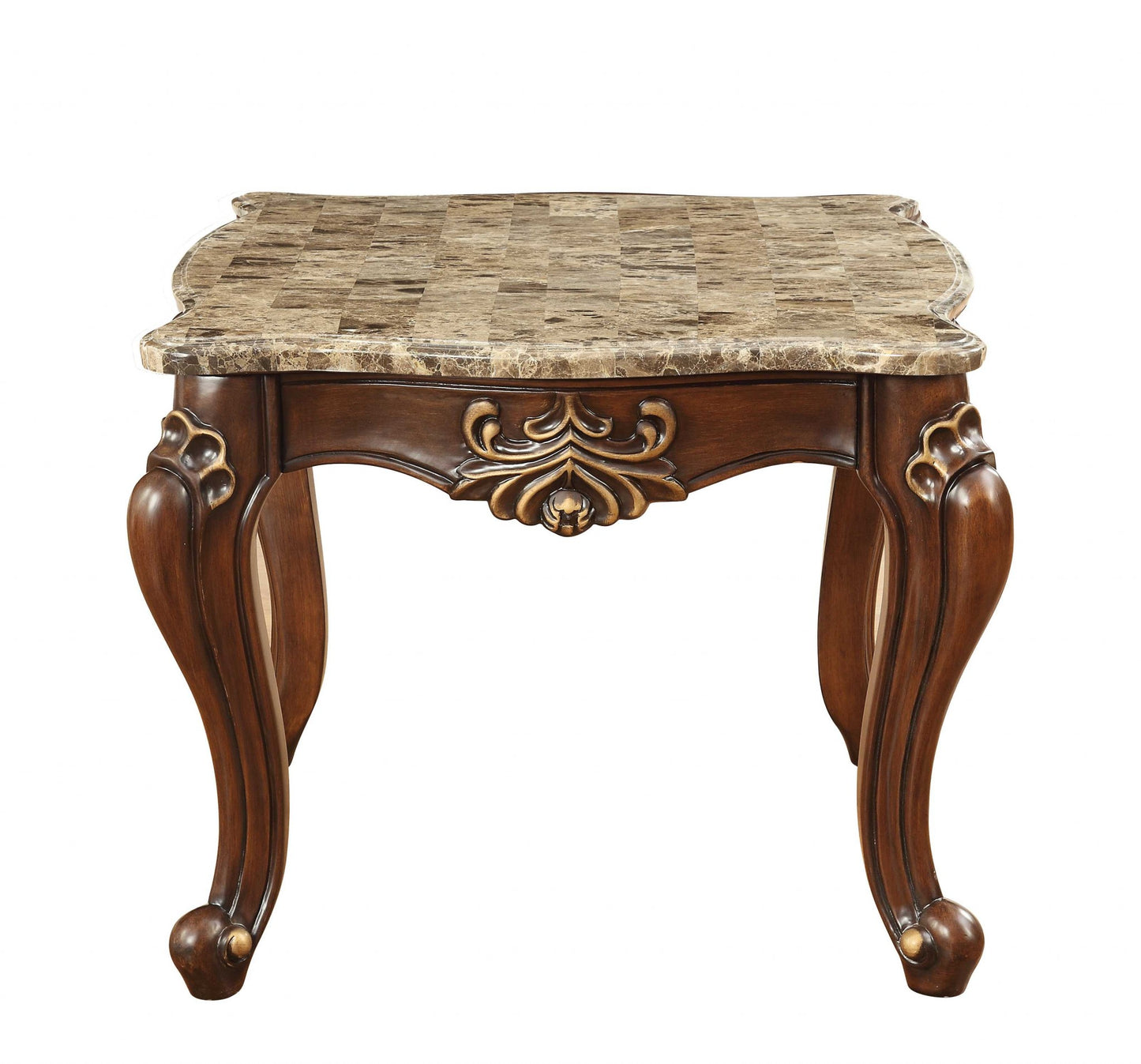 Marble Walnut Wood End Table By Homeroots - 347393 | End Tables | Modishstore - 3