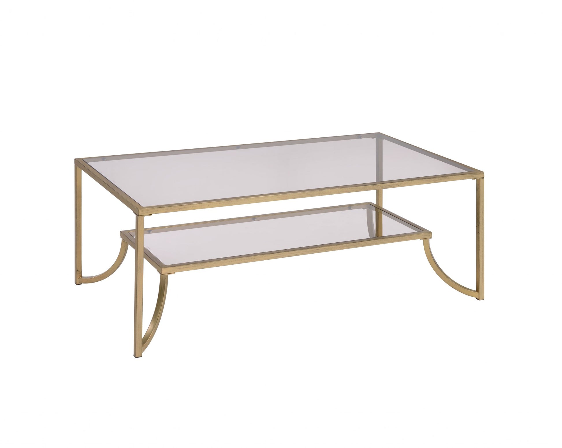 Antique Gold Smoky Glass Metal Coffee Table By Homeroots | Coffee Tables | Modishstore