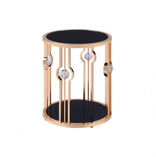 Metal Glass End Table and Gold & Black Glass By Homeroots | End Tables | Modishstore