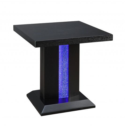 Black LED Wood Glass End Table By Homeroots | End Tables | Modishstore