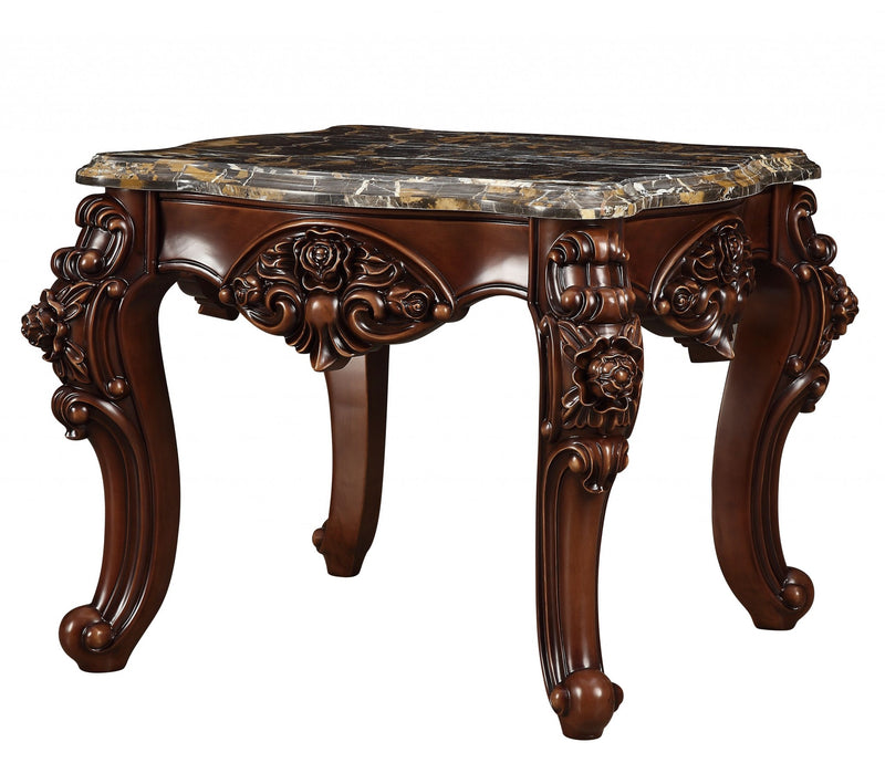 Marble Walnut Wood End Table By Homeroots - 347443 | End Tables | Modishstore