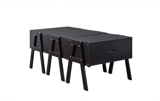 Sleek Black Rectangular Convertible Coffee Table By Homeroots | Coffee Tables | Modishstore