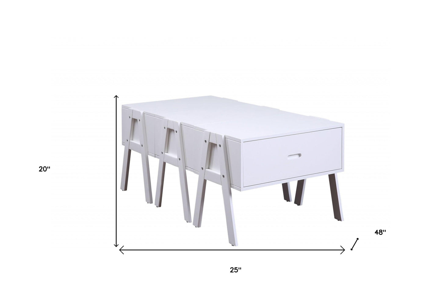 Sleek White Rectangular Convertible Coffee Table By Homeroots