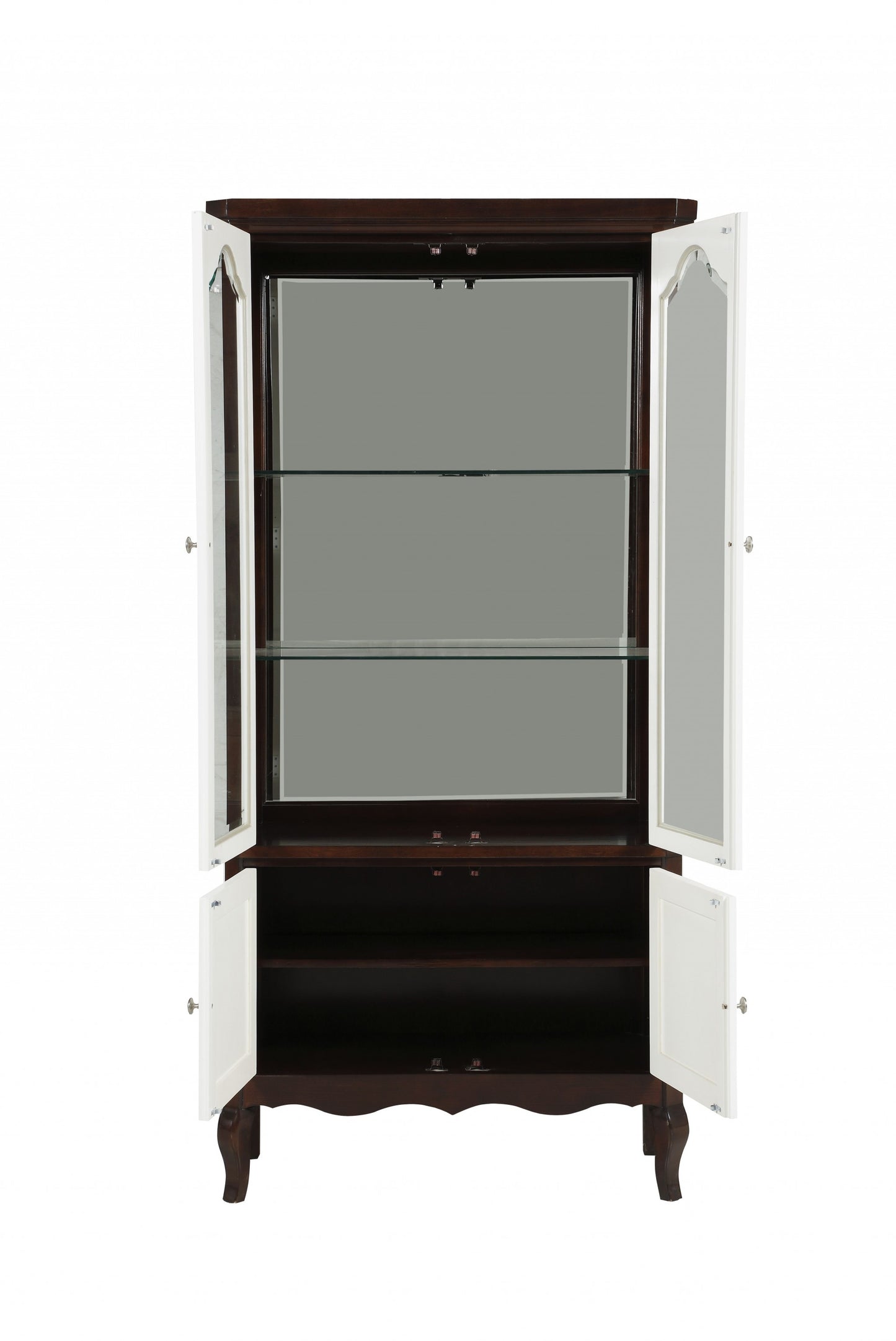 Walnut White Wood Curio Cabinet By Homeroots - 347485 | Cabinets | Modishstore - 3