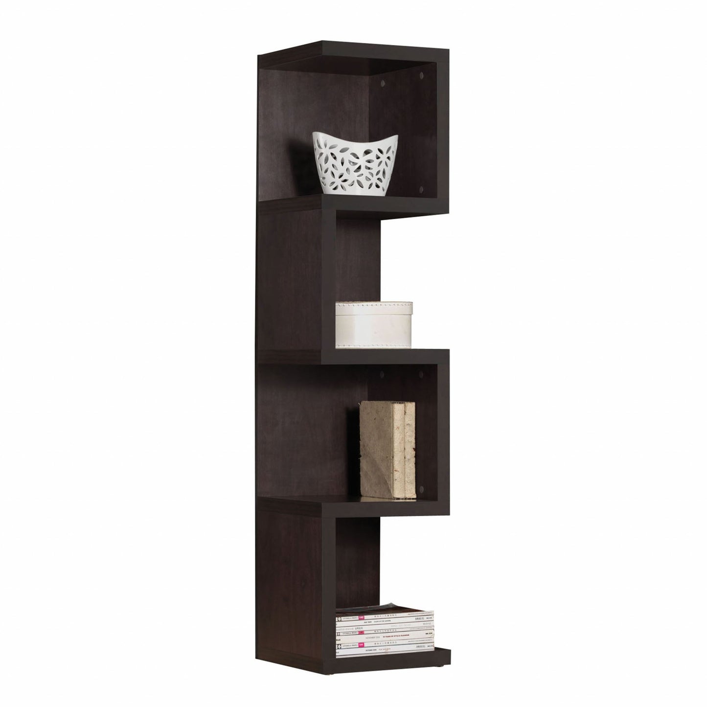 Espresso Wood Veneer (PU Paper) Bookcase Large S Shelf By Homeroots | Bookcases | Modishstore - 2