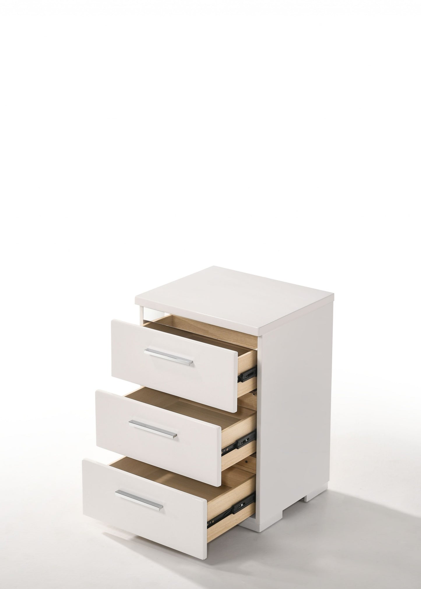 White High Gloss Wood Veneer Paper Nightstand By Homeroots | Nightstands | Modishstore - 3