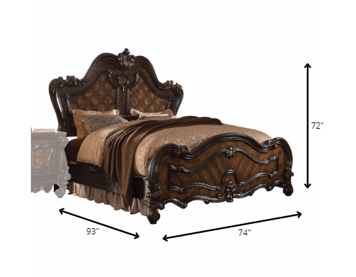 Cherry Oak Wood Poly Resin Queen Bed By Homeroots - 348182 | Beds | Modishstore - 3