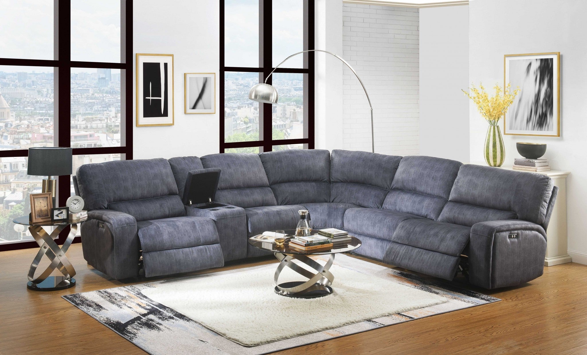 Velvet discount reclining sectional