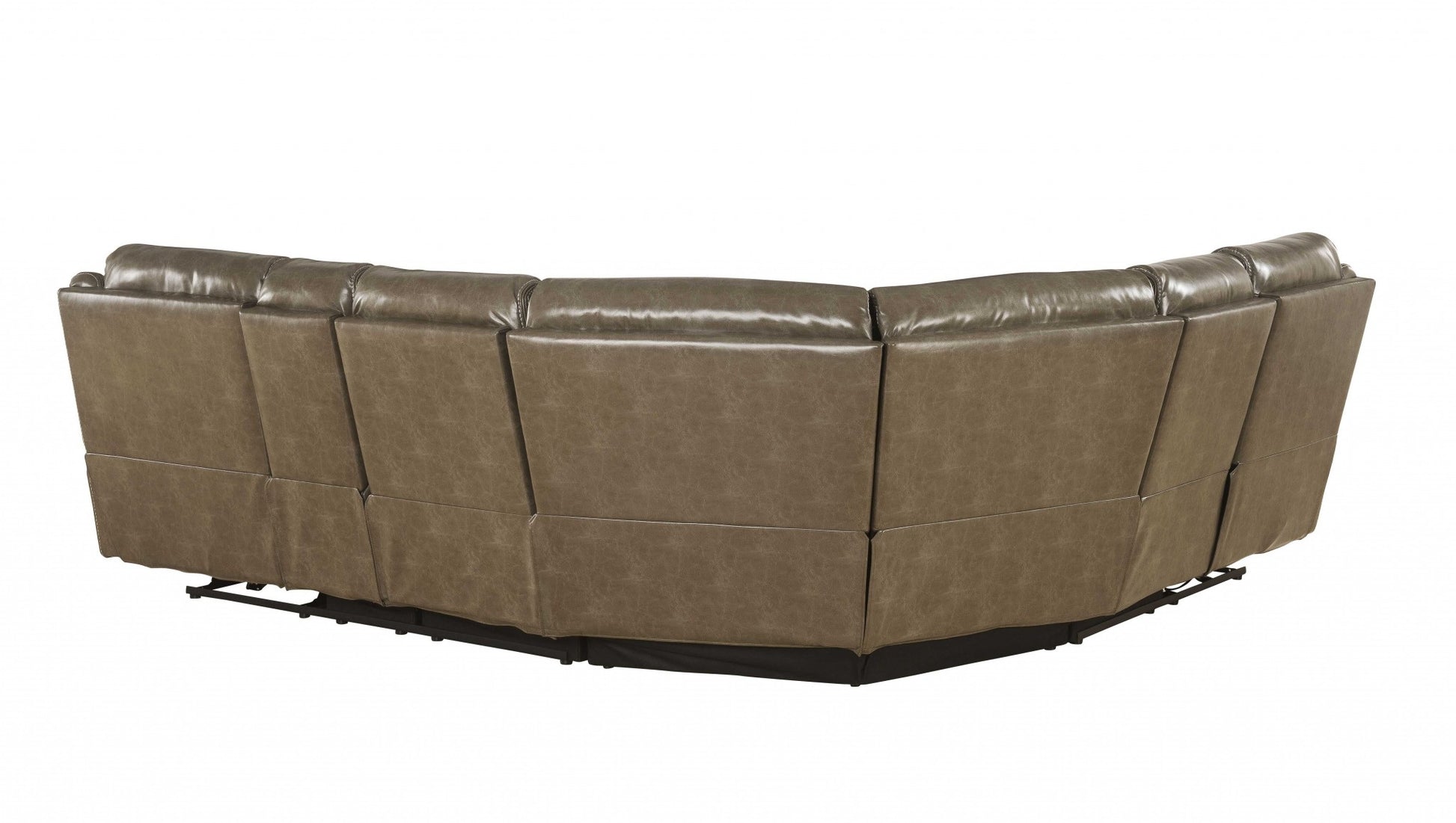 Taupe Leather-Gel Upholstery Metal Reclining Mechanism Sectional Sofa (Power Motion) By Homeroots | Sectional | Modishstore - 2