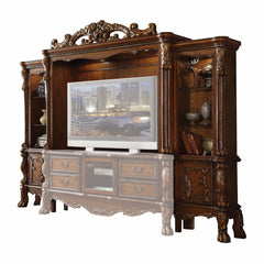 Cherry Oak Wood Poly Resin Glass Entertainment Center By Homeroots - 348658