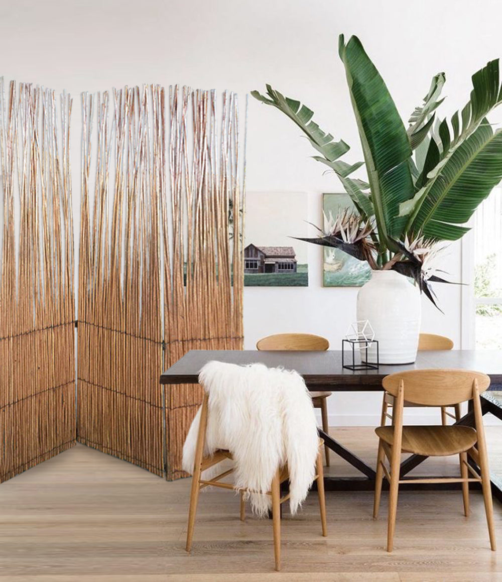 Three Panel Natural Willow Room Divider Screen By Homeroots | Room Dividers | Modishstore - 4