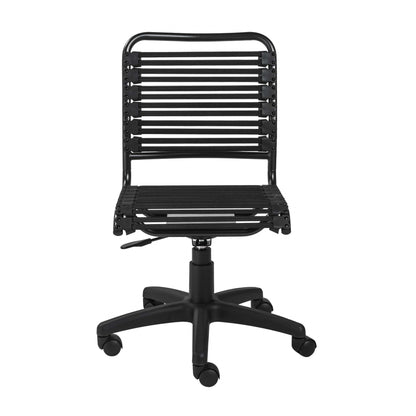 Black Flat Bungie Cord Low Back Rolling Office Chair By Homeroots | Office Chairs | Modishstore