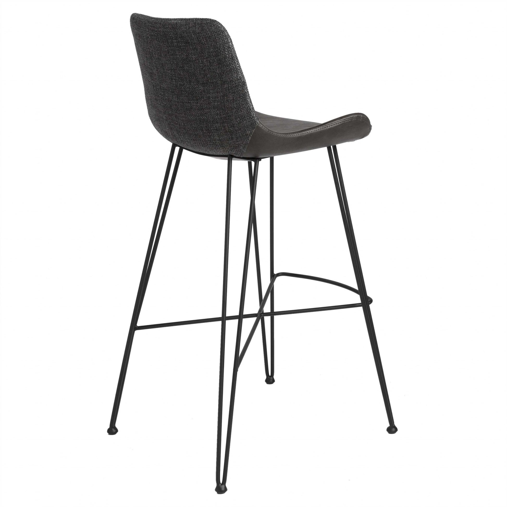 Dark Gray Leatherette Bar Stool with Matte Black Legs By Homeroots | Bar Stools | Modishstore - 3