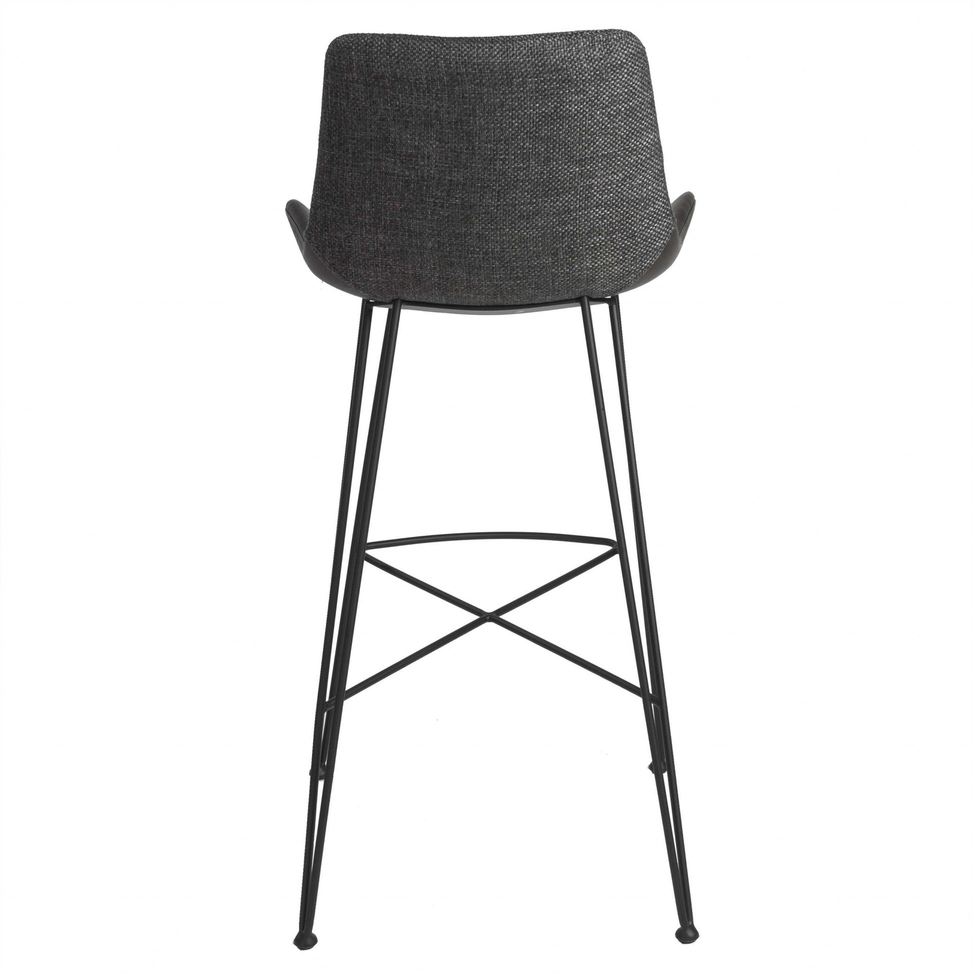 Dark Gray Leatherette Bar Stool with Matte Black Legs By Homeroots | Bar Stools | Modishstore - 4